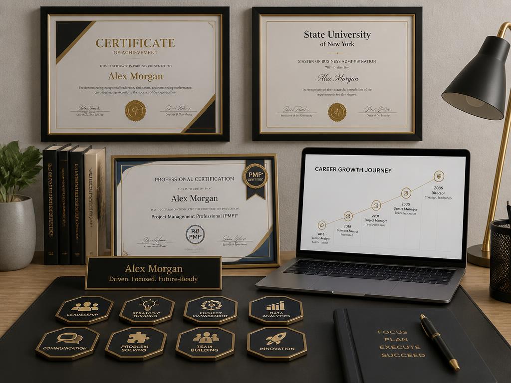 Certificados e competências profissionais em destaque