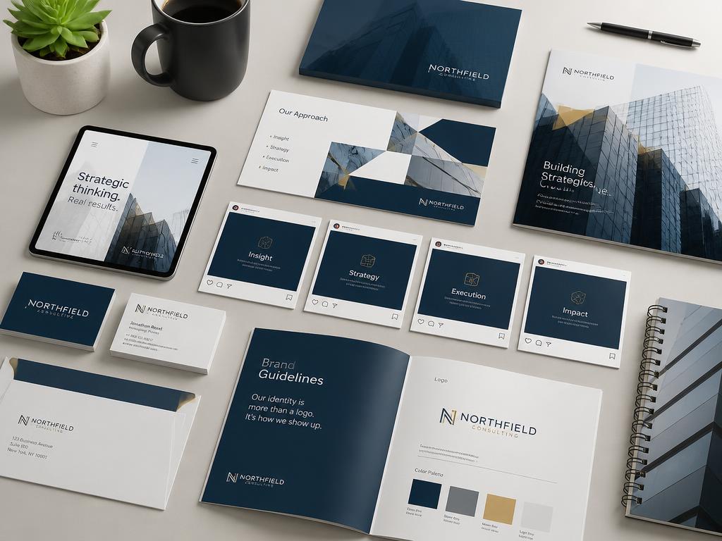 Materiais de marketing e identidade de marca profissionais